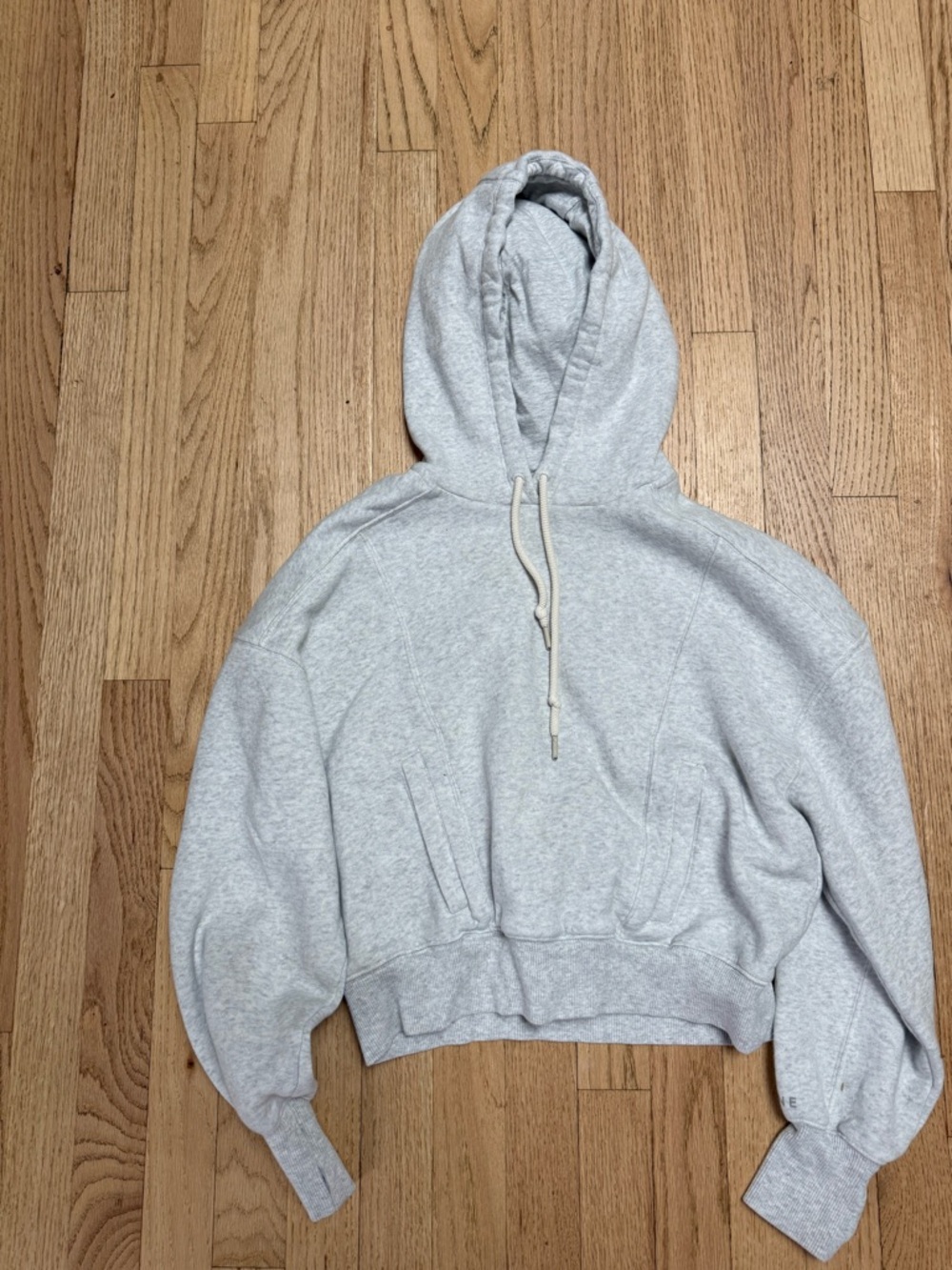 Offline by Aerie Gray Hooded Cropped Sweatshirt